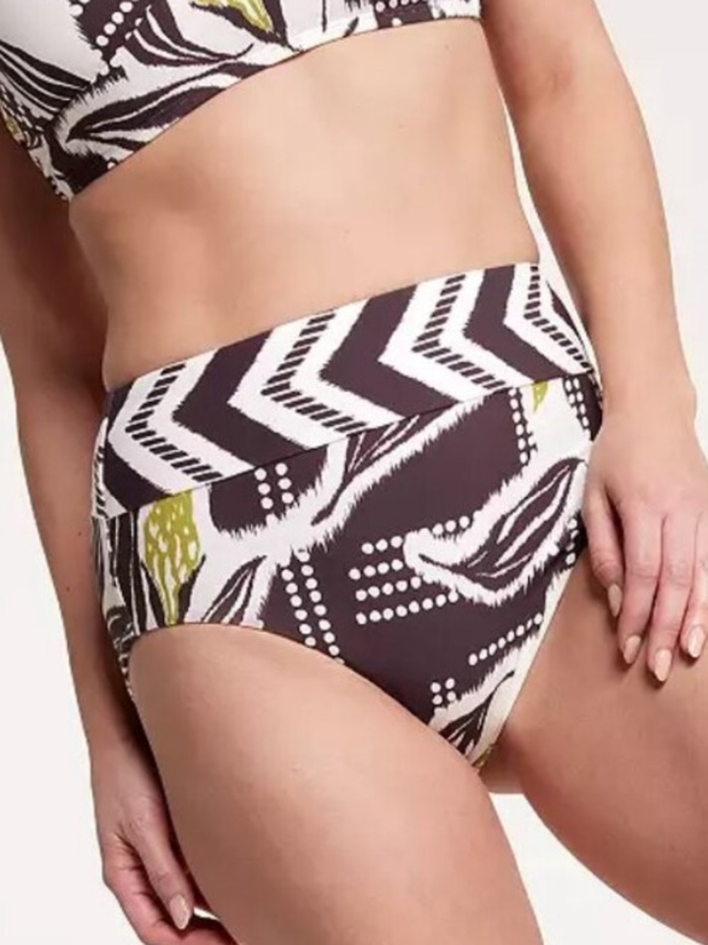 NWT CALIA by Carrie Underwood Brown, White & Olive Mid Rise Bikini Bottom